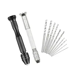 11 Piece Mini Drill Bit Set with Micro Drills (0.5mm-2.5mm), Manual Jewelry Making Tools for Resin, Wood, Plastic, Beads, Clay
