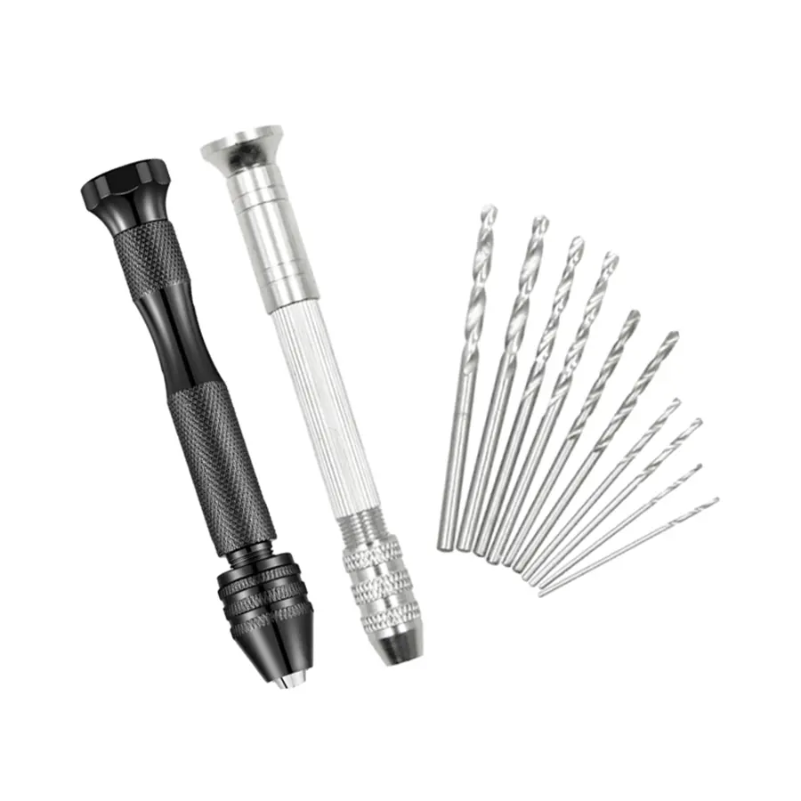 11 Piece Mini Drill Bit Set with Micro Drills (0.5mm-2.5mm), Manual Jewelry Making Hand Tools, DIY Tool, Hand Drill Supplies for Resin, Wood, Plastic, Beads, Clay