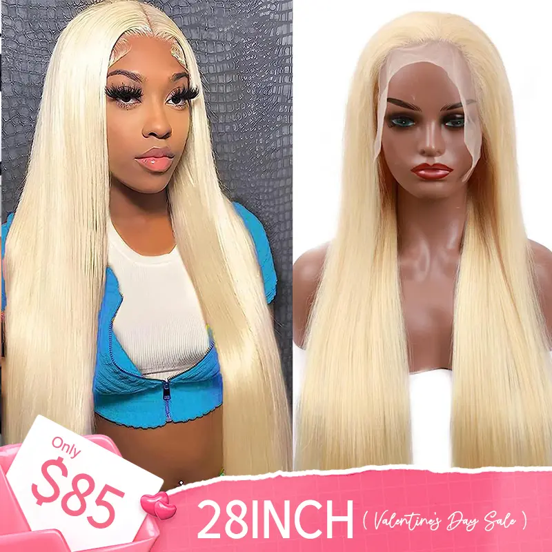 eullair Human Hair Lace Front Wig - 180% Density #613 Blonde Straight, 13x6 HD Transparent Frontal, Invisible Lace Glueless Undetectable Wig, Hd Transparent Wig, Invisible Lace Wig