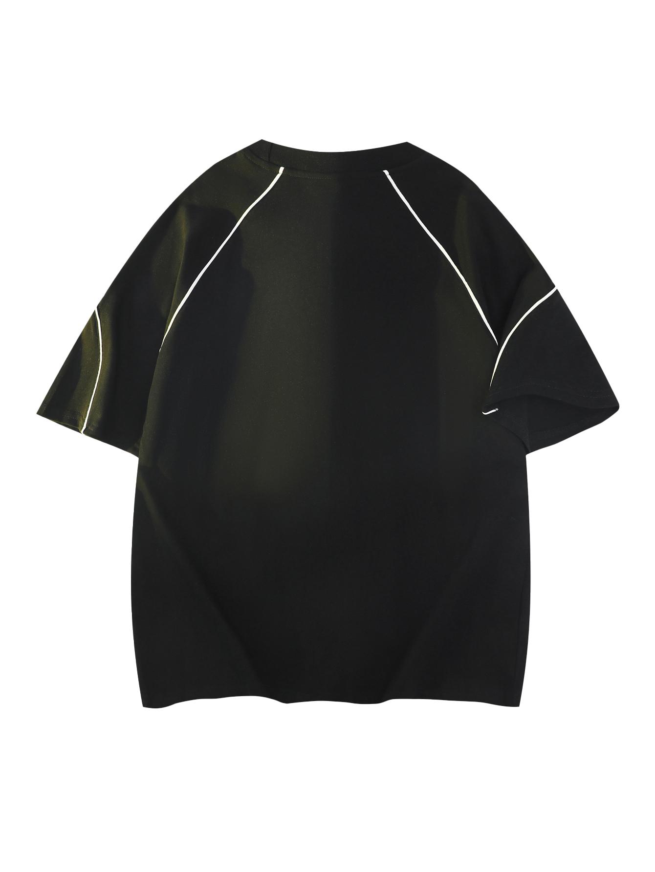Men’s retro two-stripe raglan sleeve T-shirt, Y2K athletic oversized tee, casual streetwear sporty top for summer