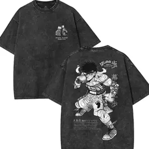 Hajime No Ippo Ippo Makunouchi Anime T-Shirt - Acid Wash Oversize Tee Unisex Graphic Tee for Him & Her 100% Sustainable Cotton Crew Neck Box Fit Streetwear Style Classic Menswear Prints Seamless Top Smooth 4TC
