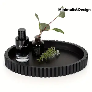 Modern black silicone circular tray, suitable for coffee table decoration - an artistic centerpiece with a minimalist design, perfect for home decoration, perfume display, stylish centerpieces, and coffee bar decoration
