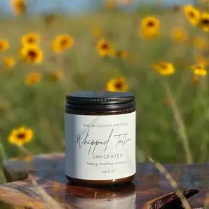 The Nicoson Homestead Handmade Whipped Tallow | 8oz - natural moisturizer with vitamins A, D, E, and K for face, body, hands, and lips