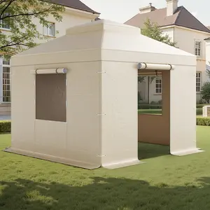 【fathersdaygift】VEVOR Winter Gazebo Cover Fits 10 x 10 ft Hardtop Gazebos, All-Weather Double-Tiered Gazebo Cover with Sidewalls & Mesh Windows, High-Density PE Enclosed Storage Shelter Covers, Gazebos not Included