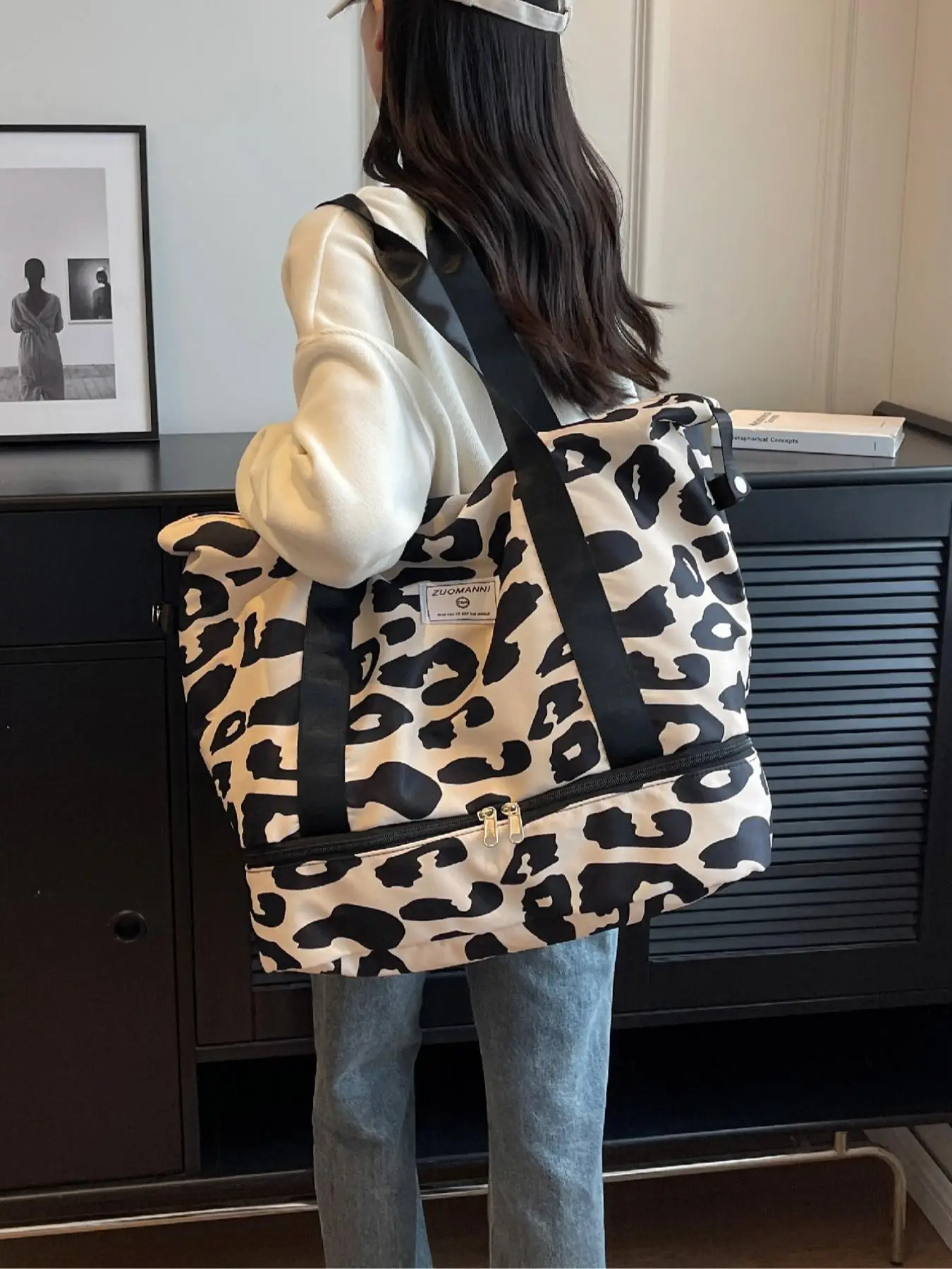 Summer Leopard Zebra Stripe Pattern Duffel Bags for Travel, Large Capacity Zipper Tote Bag, Lightweight Foldable Travel Bag for Women & Men for Shoppi