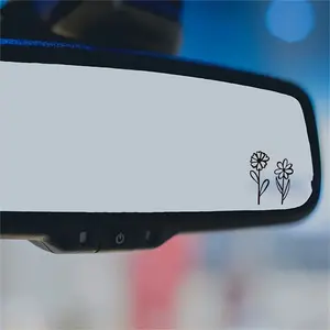 rearview mirror decal, tiny flower sticker, small botanical decal floral, Sticker For Cars, laptop car boat suv truck