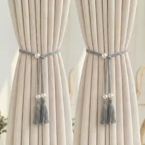 2 pieces-Elegant tassel adjustable curtain tiebacks, modern style, made of polyester, available in various colors, no-drill design, easy to use, exquisite home curtain decor