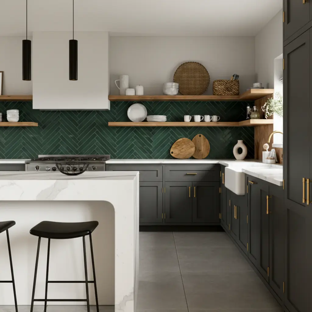 Zellure Verdal Green 2x16 Glossy Ceramic Tile