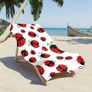 Red and Black Ladybug Beach Towel Microfiber Quick Dry Durable Wrap Suitable for Pool and Beach Use 1 Piece