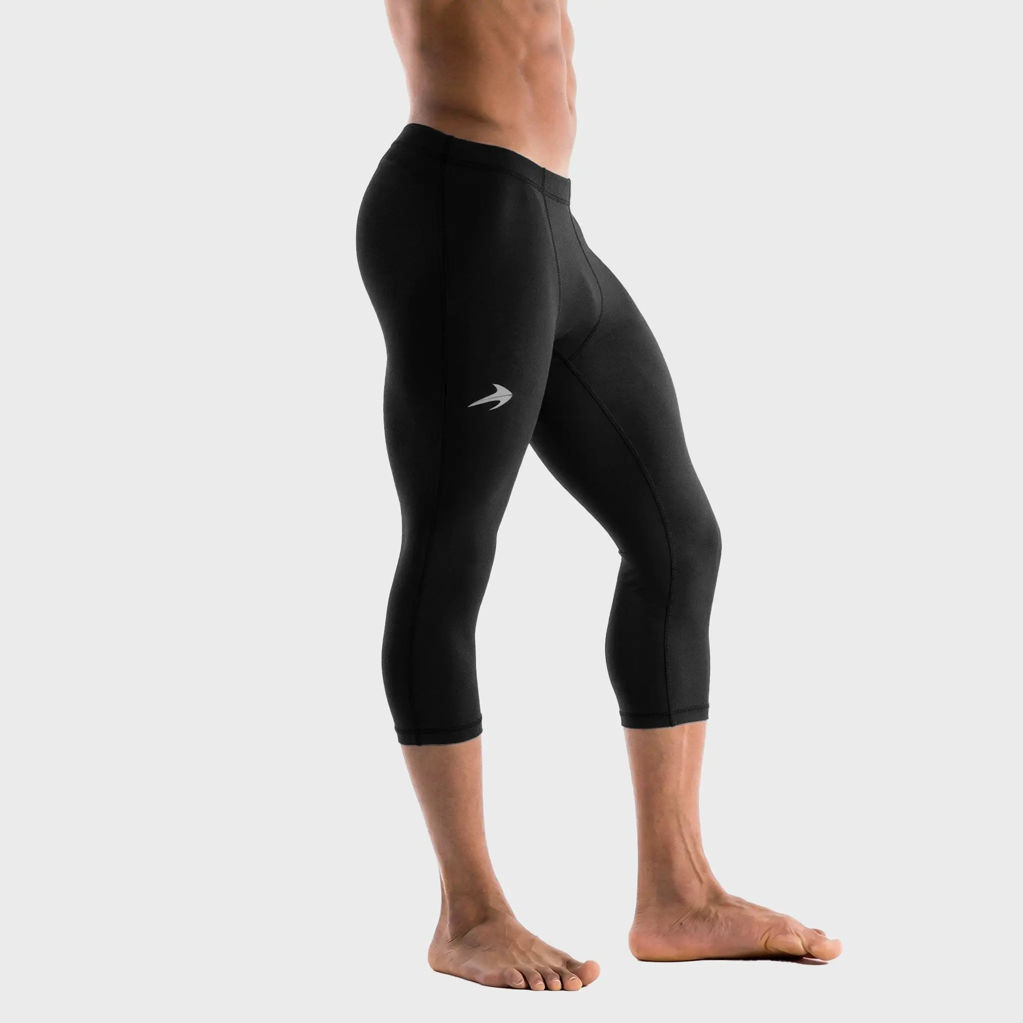 Men's Compression Male Capri Pants - Black, Sports & Outdoor Active Bottoms