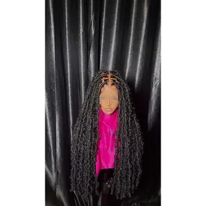 Swiss Human Hair Lace Cap Pre-bleached Knot Distressed Locs Wig