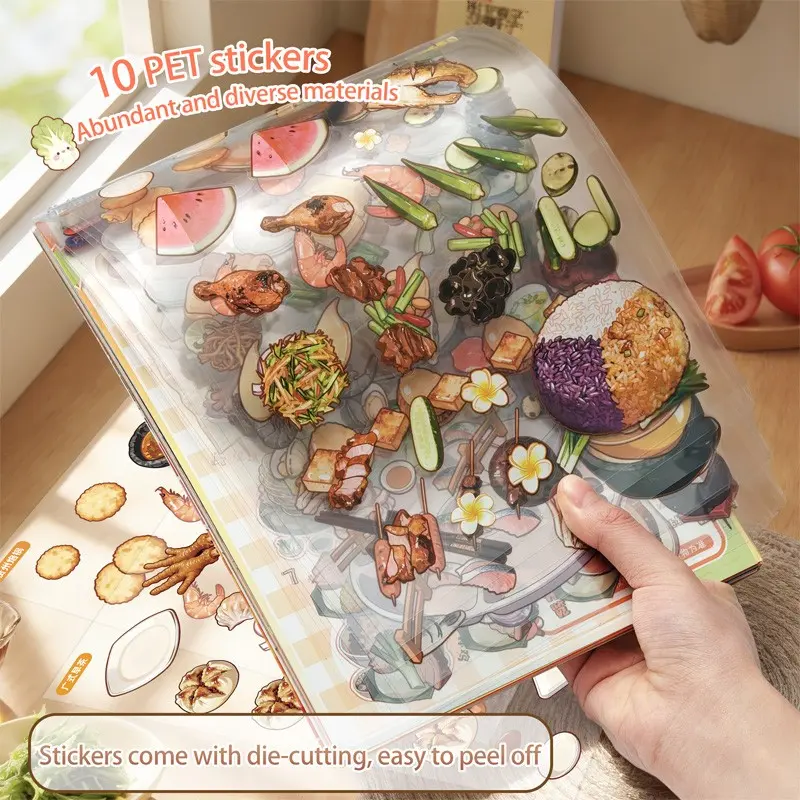China Food Map Anatomy Sticker Collection Book, Brain Teaser Stress Relief, Miniature Food Stickers for DIY Scrapbooking Decorations, Anatomical Design, Scrapbook Accessory