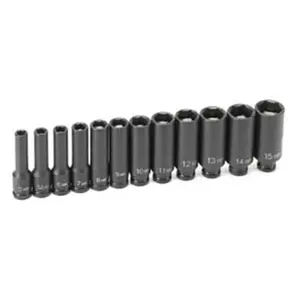 Eagle  1/4" Drive 12 Pieces Deep Metric Magnetic Impact Set, Impact Socket Set, Chrome-Mo Steel