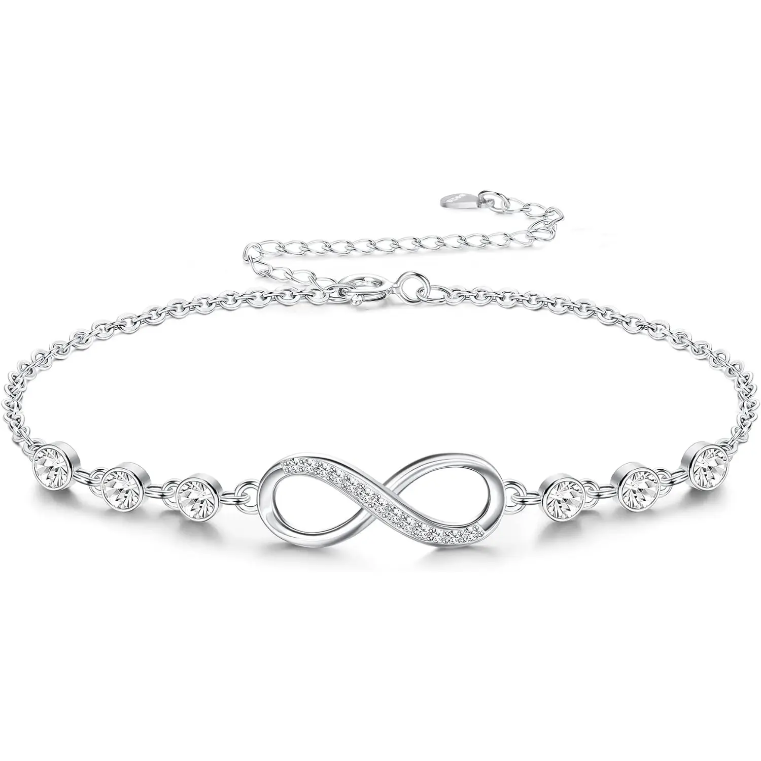 Fansilver Infinity Bracelet for Women Adjustable CZ Endless Love Charm Bracele Christmas Birthday Jewelry Gift for Her