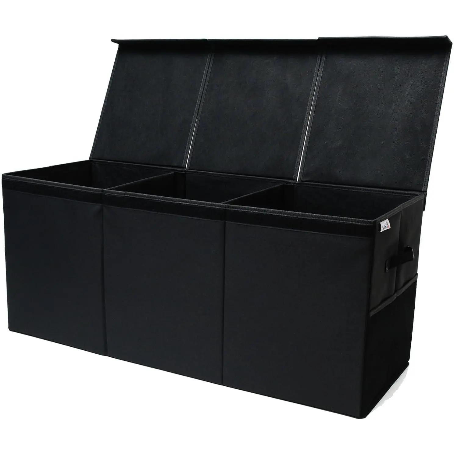 Oxford Fabric Collapsible Folding Storage Boxes with Lids - Sturdy, Compartmentalized, Modern, Multi-Purpose, Dustproof Home Organizer with Quick Mesh Access for Bedrooms (37"x16"x14")