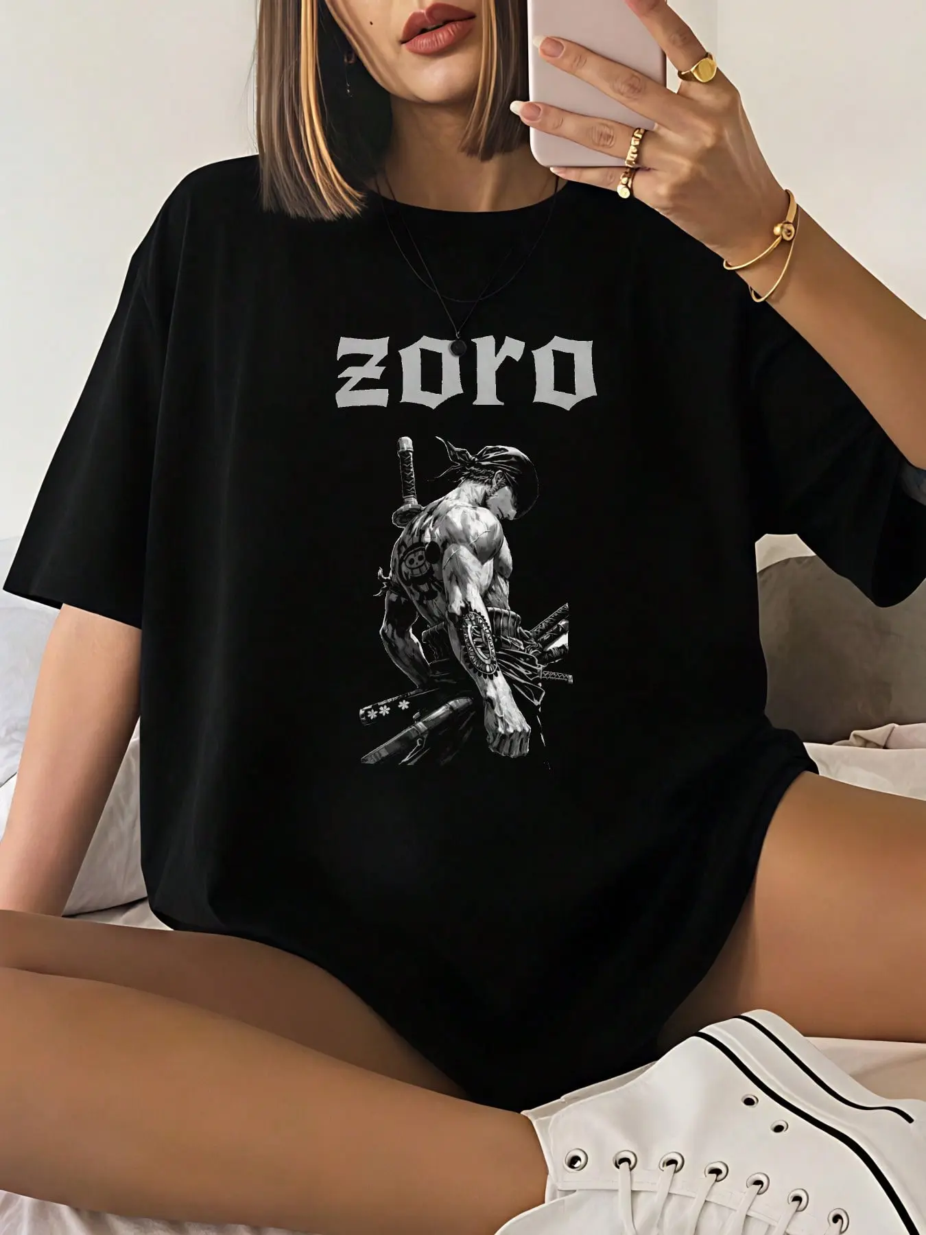 100 Cotton Graphic Tees Zoro Anime Pr_184s2 RGMP