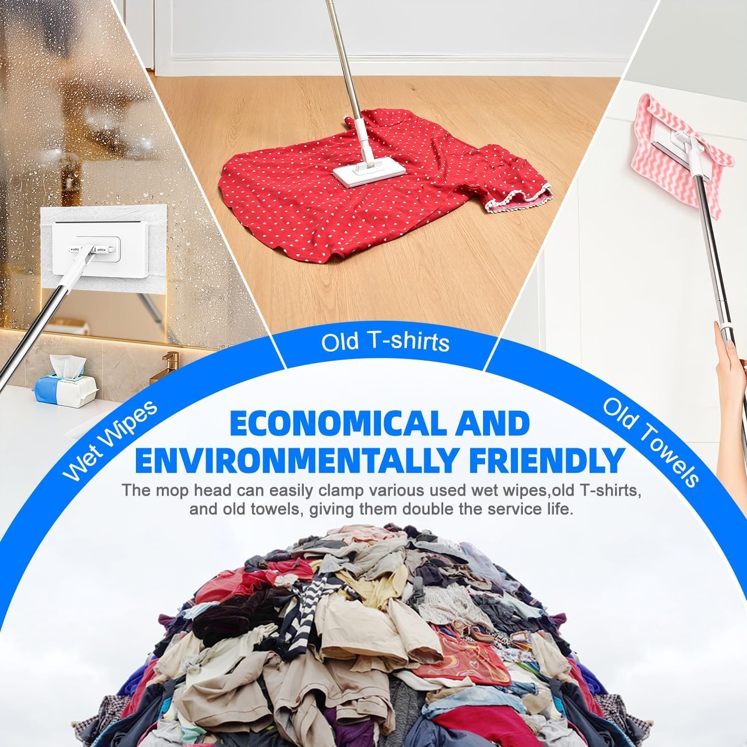 Clever Mini Mop, 360° Rotating Head Push Pull Mop with Locking Head, Reusable Cleaning Cloths, Portable Handheld Wet Dry Mop for Home Kitchen Bathroom Cleaning,#tiktokshopmothersday