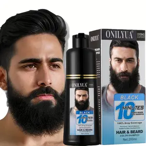 Men’s Beard & Hair Dye Shampoo – Black | 10-Minute Instant Color for Beard, Mustache & Hair | Long-Lasting Gray Hair Coverage | 3-in-1 Dye, Shampoo & Conditioner | Gentle Formula | 6.8 fl oz