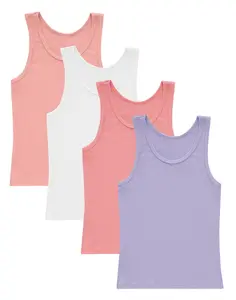 Hanes Originals SuperSoft Girls Tank Tops, 4-Pack, Moisture-Wicking Assorted