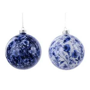 120Mm Soft Floral Chinoiserie Orn in White/Blue or Blue/Blue