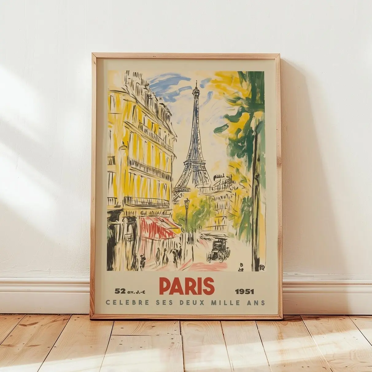 Paris Travel Poster, Vintage Eiffel Tower Wall Art, Retro French Decor Print 6