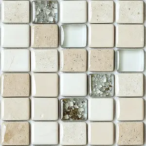 20Pcs Beige Marble Stone Tile Stickers Peel and Stick Decorative Tiles Waterproof Removable Sticker Tiles Backsplash Decals for Riser Wall Covering 4x4 Inch(not 3D)