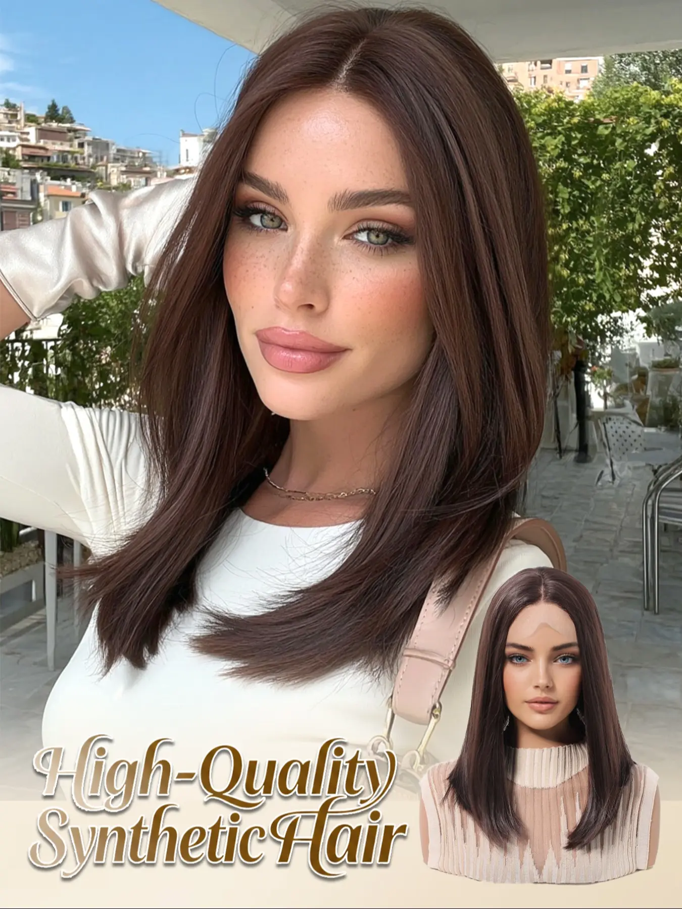 Women's 14" Dark Brown Bob Wig | 13x4 HD Lace Front Heat Resistant Synthetic Hair Wig Straight Bob Wig