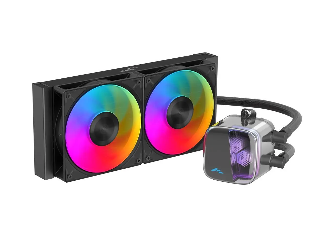 SAMA L70 240mm Liquid CPU Cooler AIO Cooler with ARGB Infinity Mirror Effect 2x120mm ARGB Light Sync with Motherboard PWM 28 mmFans Low-Noise for AMD AM4/AM5, Intel LGA 1700/1150/1151/1200/1851 Thermal Grease/Black