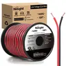 Nilight Wired 100ft×2 Color Set Plastic Parallel Strands Cable, 14AWG 14/2 Gauge CCA 2-Conductor Low Voltage Extension Cord, 12V/24V DC for Car Audio Radio Speaker Hookup & Cable Connection, Car Accessory
