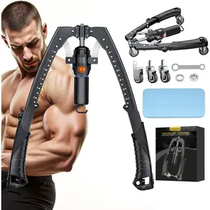Arm Trainer, 3 in 1 Hydraulic Power Chest Workout Equipment with Ab Roller Wheels and Hooks, Adjustable 22-440lbs Arm Trainer for Men Women, Home Gym Equipment for Full Body Strength Training