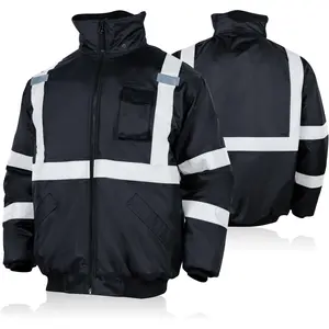 High Visibility Safety Jackets with Fleece Liner,ANSI Class 2 Waterproof Jacket for Men