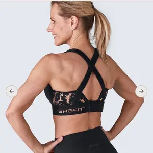 SheFit Rose Gold Running Bra for Women - Full Support and Padded Cups