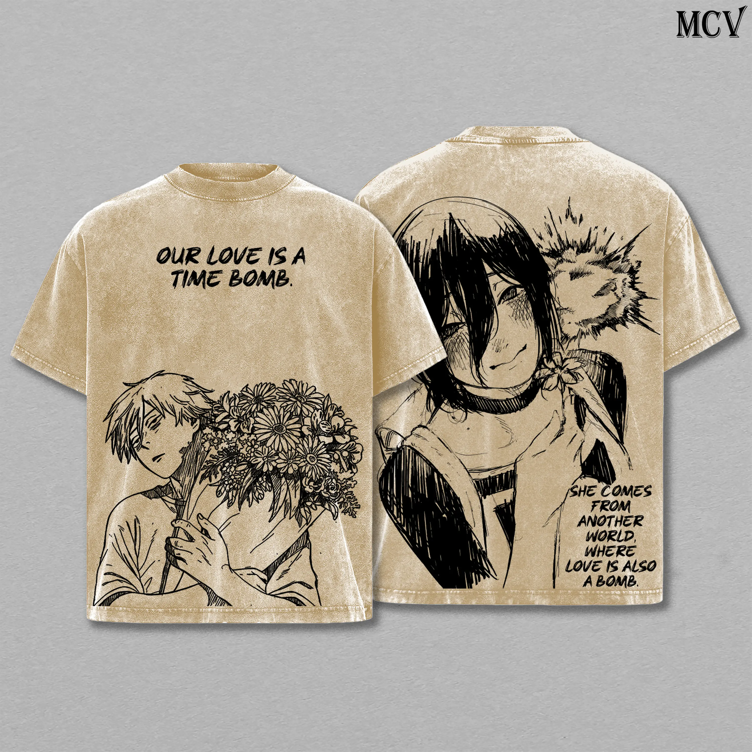 Chainsaw Man Denji x Reze Tee Washed – The Movie: Reze Arc