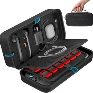 1 Pack Switch Carrying Case Compatible with Nintendo Switch 2 / OLED / Original Switch – Hard Portable Travel Bag with Custom Joy-Con Slots & 28 Game Card Holders for Travel and Daily Storage