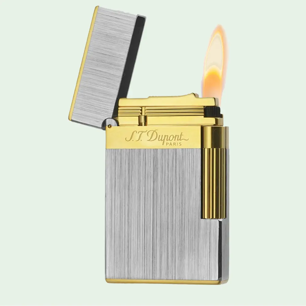 [Classical] DPT Silver&Gold Brushed metal Brass Lighter (NO FUEL) perfect gift Ping Sound