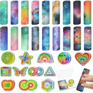 48 Pieces Anxiety Sensory Stickers with 2 Textured Sticker -Calming Stickers for Kids & Adults - Anxiety Relief Sensory Strips for Office & Classroom Must Haves