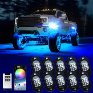 High-end RGB Car Rock Lights, Bluetooth-compatible APP Control & Remote, Multi-Color Neon, Music Mode, Fit for Truck Atv Utv Rzr Suv, Car Lighting Accessories, Men & Father's Xmas Gift