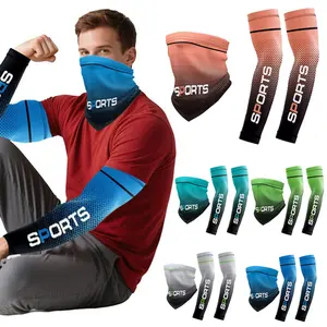 UV Sun Protection Arm Sleeves and Face Cover Cooling Neck Gaiter, Anti Slip Ice Silk Arm Covers Compression Sleeves for Summer Outdoor Sport