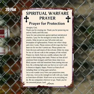 2D Flat, 1 Piece Heavy Iron Christian Prayer Shield Wall Decoration, Includes Bible Psalms 91, 121, And 23 Verses - Vintage Metal Religious Art, Suitable Home,, Office - Durable Faith Decoration And Prayer Room Sign, 2D Flat