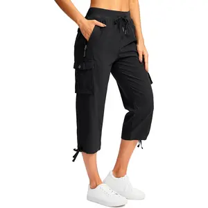 Women's Cargo Capris Pants with 6 Pockets Lightweight Quick Dry Travel Hiking Summer Pants for Women Casual