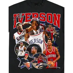 Iverson The Answer Special Edition Graphic T-Shirts for Women Men Premium Quality Heavyweight Basketball Shirts For Adults, Vintage 90s Retro Tee for Fans