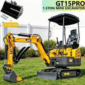 [SELF PICK UP]1.5T Mini Excavator + Flat Bucket500mm-13.5 HP B&S Gasoline Engine-Small Digger With Thumb Clip & Bucket, Perfect For Construction, Gardening, Farming & Road Projects, Snow Blower, Powerful Performance, Clearing, Tilling