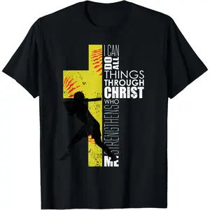 Softball Gifts Players Teen Girls Women Christian Religious T-Shirt