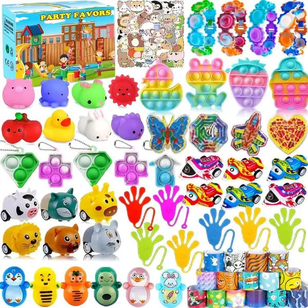 126 PCS Fun Fidget Toys Box for Kids 4-12 - Party Gift Packs, Classroom Prizes Gift Package, Gifting Set, Goodie Bag Filler, Birthday Gifts Set, Gift Sets Bulk