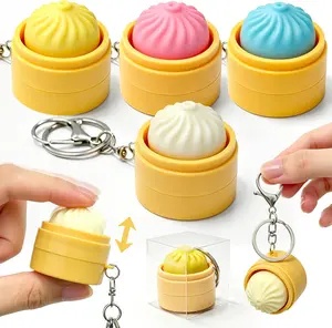 Father's Day Gift 4 Pack Dumpling Keyboard Fidget Toy–Crisp Sound,Dumplings Squishy, Stress Relief Cute Fidget Clicker Keychain,Anxiety Toys for Adults at Work, Travel, Home–Anxiety Relief & Focus Boost