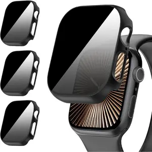 3-Pack Case and Privacy Screen Protector for Apple Watch Series 10 46mm-Ultra-Thin Tempered Glass & All-Round Durable Hard PC Glossy Cover