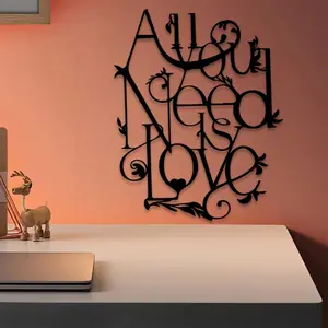 1pc "All You Need is Love" Metal Wall Art, Modern Abstract Design, Beatles Inspired, Perfect for Living Room Wall, Anniversary Gift, Ideal for Music Lovers, Durable Metal