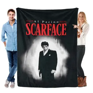 Scarface Al Pacino Flannel Blanket Classic Crime Film Design Soft Throw for Movie Fans Thanksgiving Birthday Christmas Gift Iconic Film Design Premium Flannel Fabric Ideal for Various Occasions