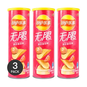 3 Pack Lay's Tomato Potato Chips 3.17oz Each - Canister, Tangy Sweet Flavor, Classic Asian Snack