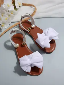 2026 Summer New Open-Toe Sandals, Sweet and Comfortable, Large Butterfly Knot, Pearl Metal Ball Decor, Elastic Anklet Strap